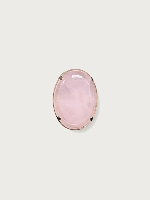 Bague grande pierre naturelle ovale quartz rose bijoux Lyon