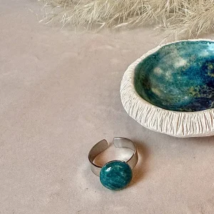 Bague pierre naturelle apatite modèle Amala Bijoux Lyon