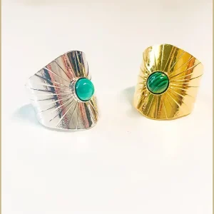 Bague large modèle Solstice avec pierre naturelle Bijoux Lyon