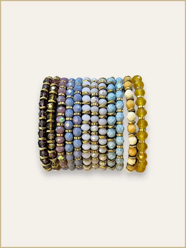 bracelets perles de verre facettes boheme pierre naturelle hématite couleurs bijoux Lyon