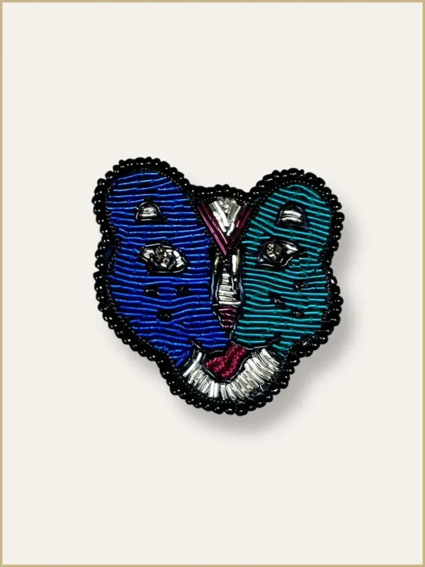 Broche brodée main tigre coloré accessoires de mode Lyon