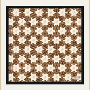 Foulard soie Lyon bandana motif abeille beige noir accessoire mode
