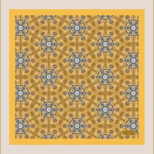 Foulard soie Lyon bandana motif oursin jaune accessoire mode