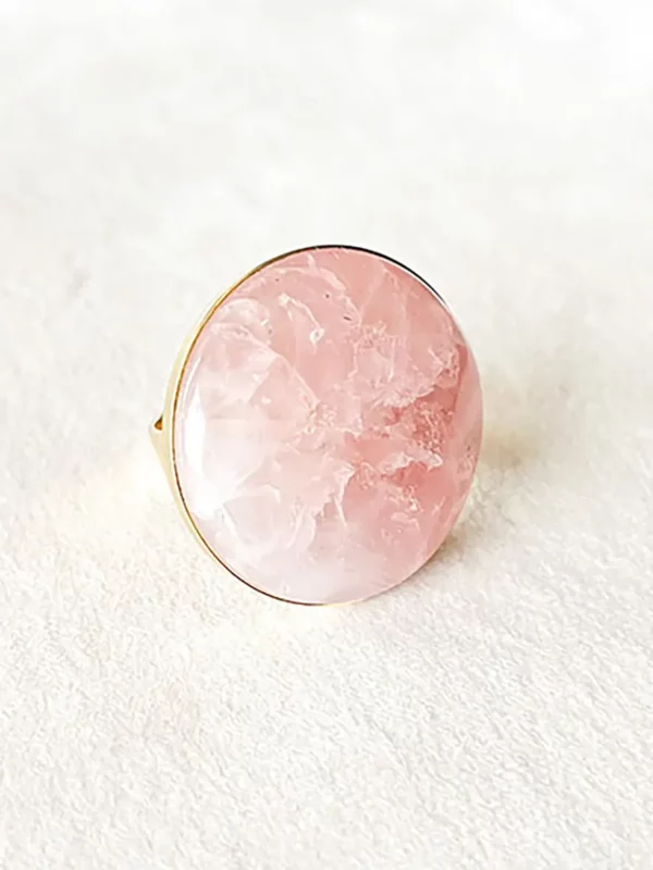 bague pierre naturelle quartz rose grand cabochon bijoux Lyon