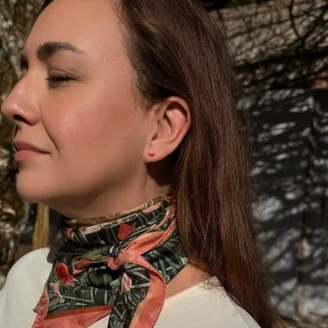 boucles d'oreilles clous perle nude rose bijoux lyon foulard soie modèle flamingos