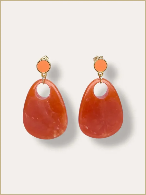 Boucles d'oreilles légères pendentif orange Bijoux Lyon