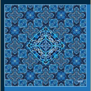 Foulard soie bandana accessoire Lyon motif filet de pêche bleu