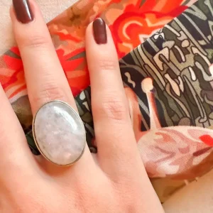 Bague ovale pierre naturelle quartz rose bijoux femme Lyon