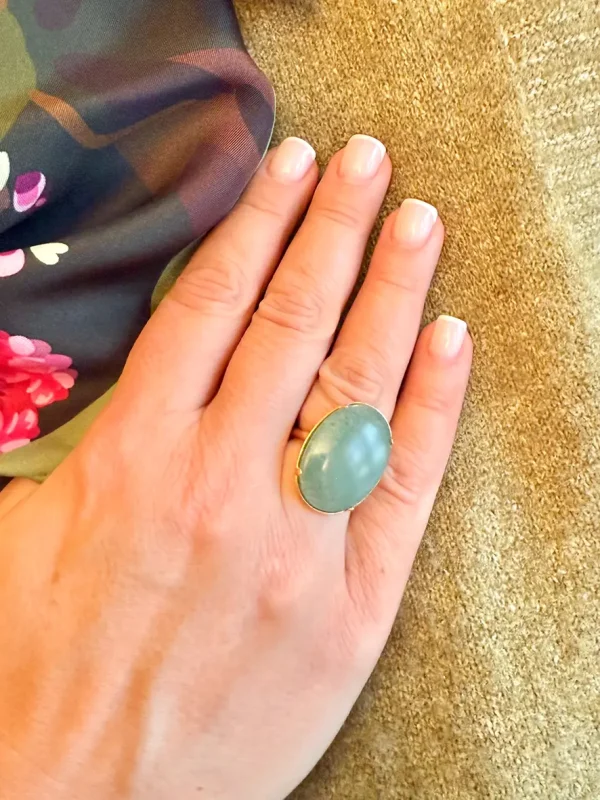 Bague pierre naturelle Amazonite vert BIjoux Lyon