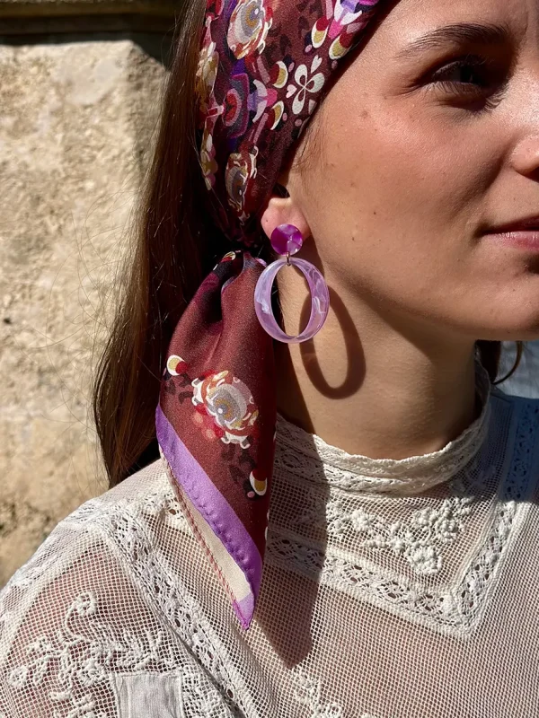 boucles d'oreilles légères pendentif ovale parme bijoux lyon foulard lyon