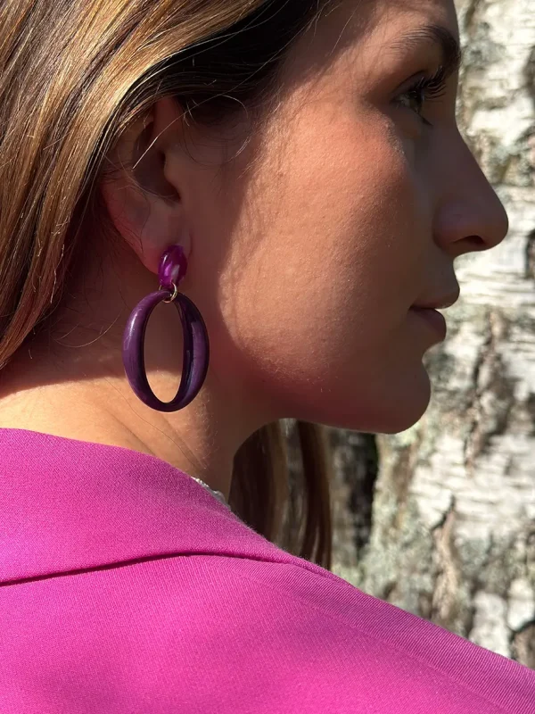 boucles d'oreilles légères pendentif ovale prune bijoux lyon
