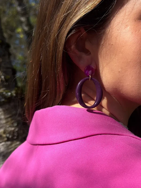 boucles d'oreilles légères pendentif ovale prune bijoux lyon