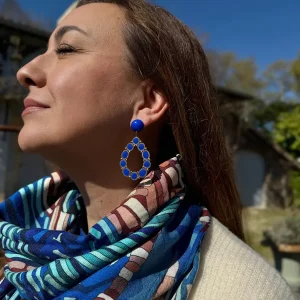 boucles d'oreilles légères pendentif bleu bohème bijoux lyon étole luxe