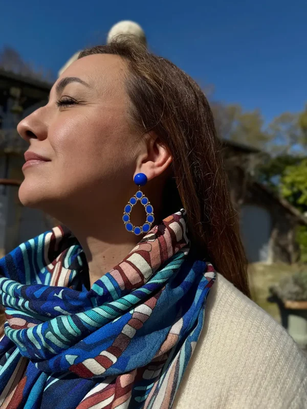 boucles d'oreilles légères pendentif bleu bohème bijoux lyon étole luxe