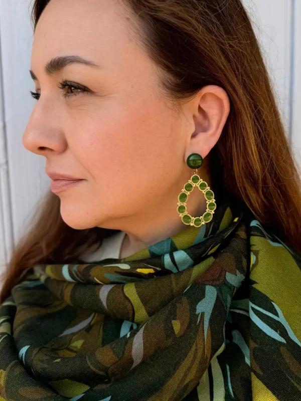 boucles d'oreilles légères pendentif vert olive bohème bijoux lyon