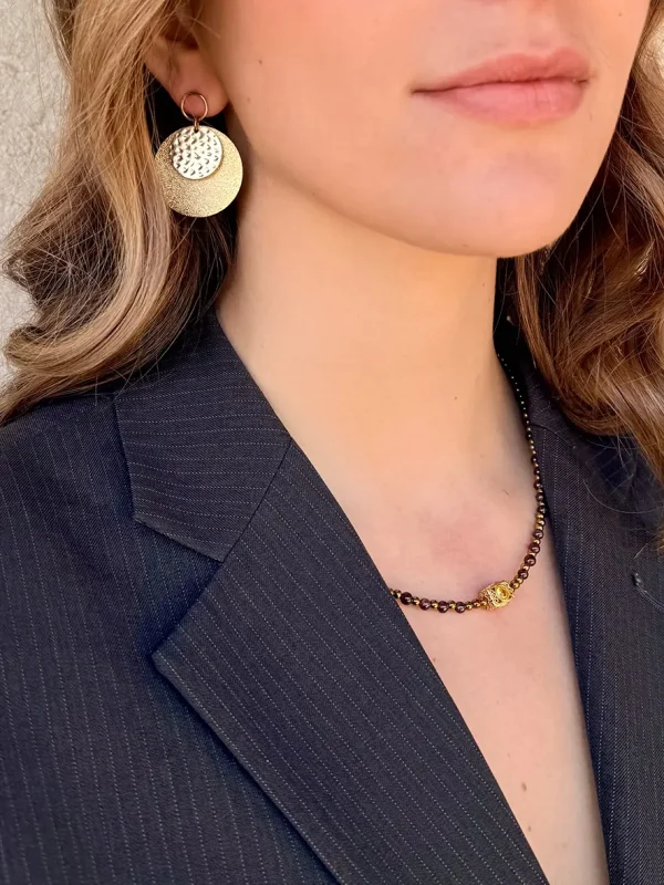 boucles d'oreilles modèle comète médaillons dorés Bijoux Lyon