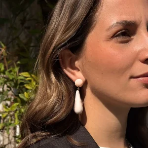 boucles d'oreilles légères pendentif goutte rose pâle bijoux lyon