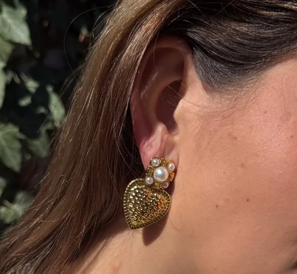 boucles d'oreilles nacre pendentif coeur style baroque romantique bijoux chics Lyon