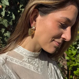 boucles d'oreilles nacre pendentif coeur style baroque romantique bijoux chics Lyon