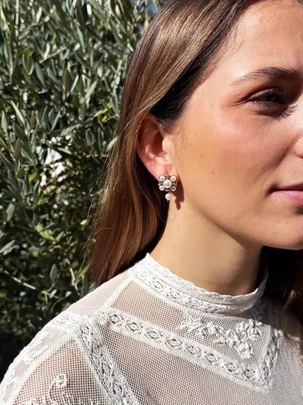 boucles d'oreilles nacre style baroque romantique bijoux chics Lyon