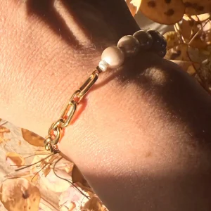 Bracelet chaine acier inoxydable et perles nacrées bijoux Lyon