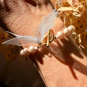 Bracelet perles nacrées bijoux ruban bijoux Lyon