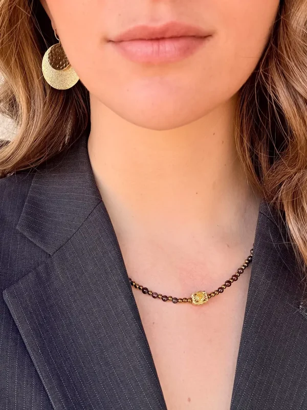 Collier pierre naturelle grenat rouge foncé Bijoux Lyon