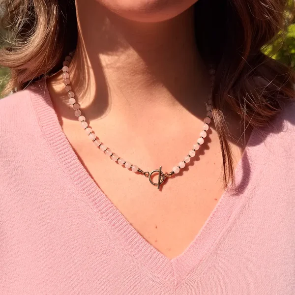 Collier pierre naturelle quartz rose clair Bijoux Lyon