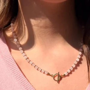 Collier pierre naturelle quartz rose clair Bijoux Lyon