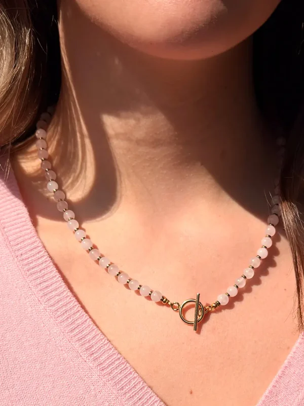 Collier pierre naturelle quartz rose clair Bijoux Lyon