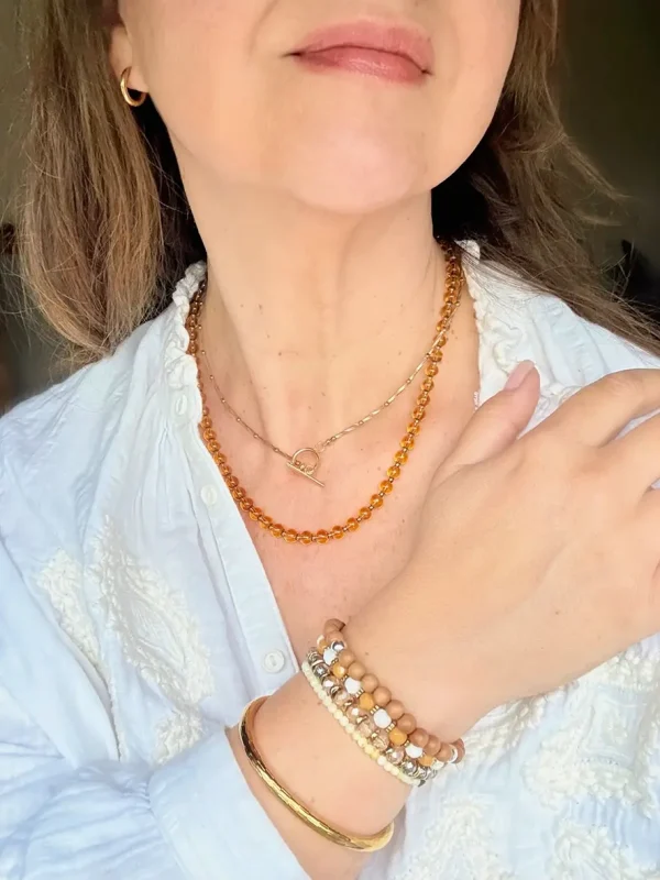 collier sautoir double tour topaze jaune bijoux lyon