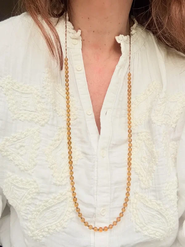collier long sautoir topaze jaune bijoux lyon